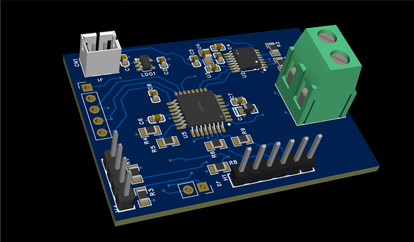 Pestillo Bluetooth - render 3D del diseño PCB